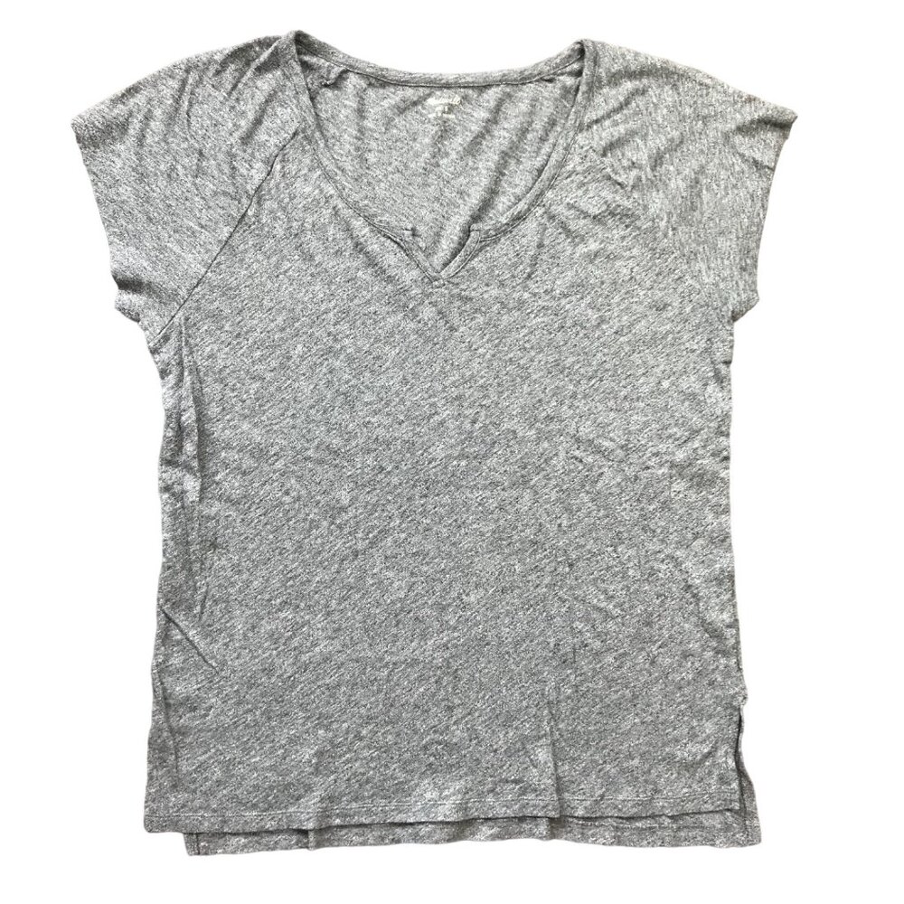 Madewell Short Sleeve Tee Women's Small Gray T-Shirt Notch Neck, Cotton, Modal‎